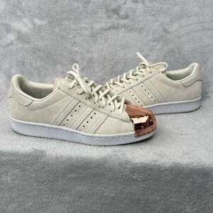 Adidas Superstar 80s Metal Toe Size 8 Off White Womens Rose Gold Suede Sneakers